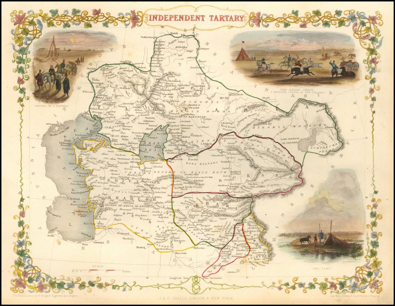 1851 års karta över Oberoende Tartariet av John Tallis av John Tallis