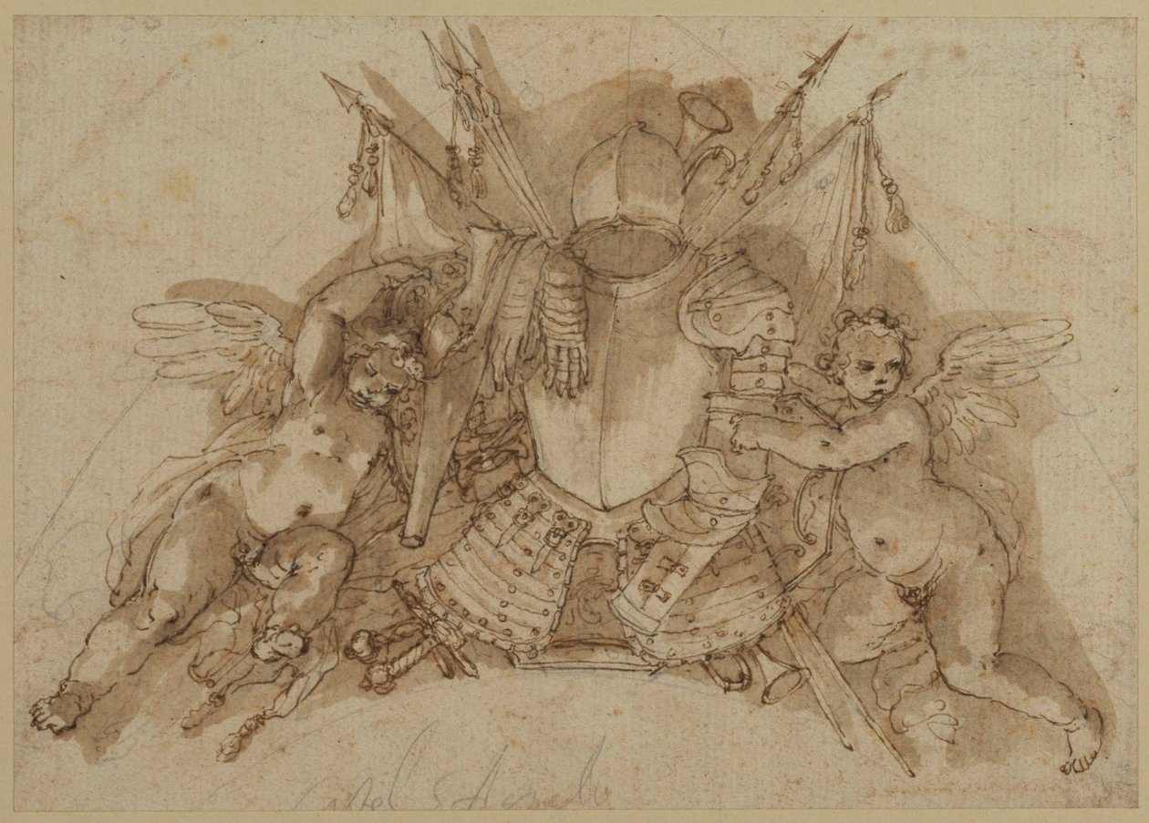 Military Trophy (penna och bläck med tvätt på papper) av John Talman