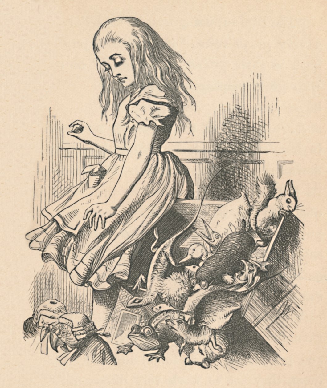 Alice och djur. Kaos och domstolen, 1889 av John Tenniel