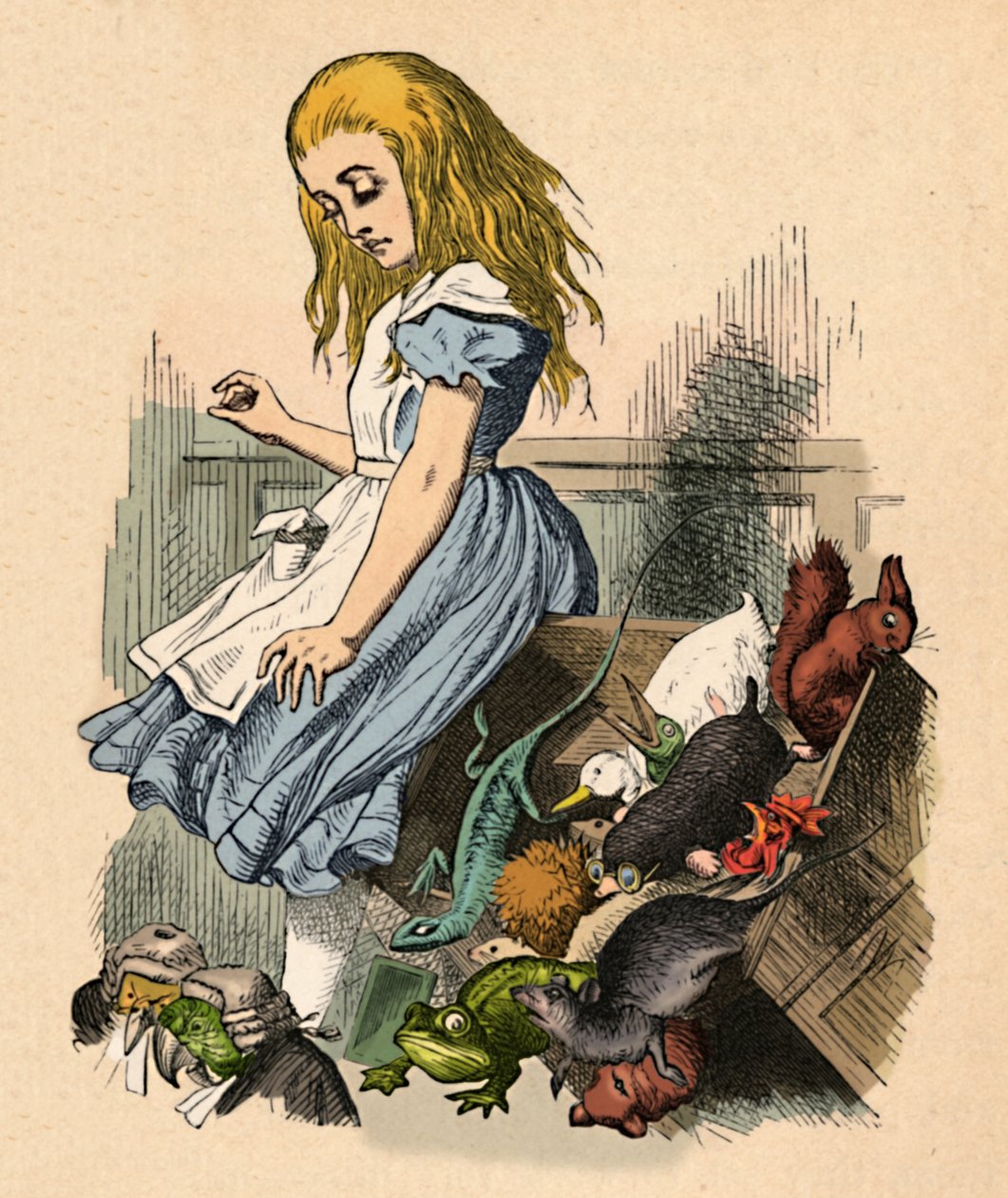 Alice och djur. Kaos och domstolen, 1889 av John Tenniel