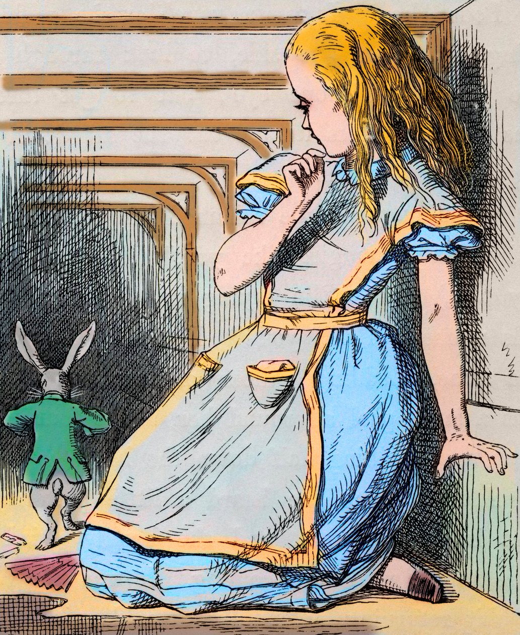 Alice och den vita kaninen. Illustration av John Tenniel från den första upplagan av Lewis Carrolls "Alice
