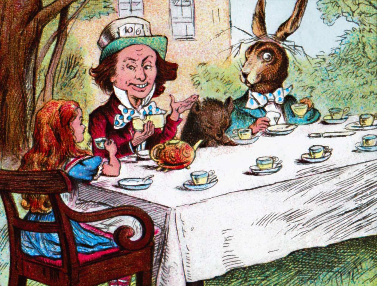 "Alice på den galna hattmakarens teparty", c1910 av John Tenniel