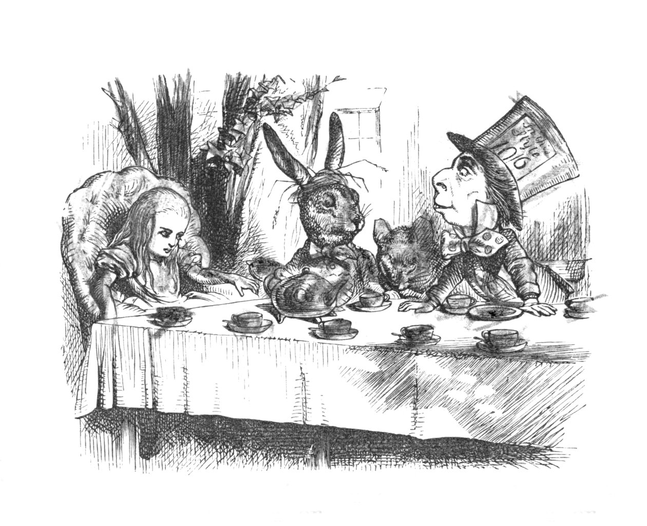Alice på Mad Hatters teparty, 1889 av John Tenniel