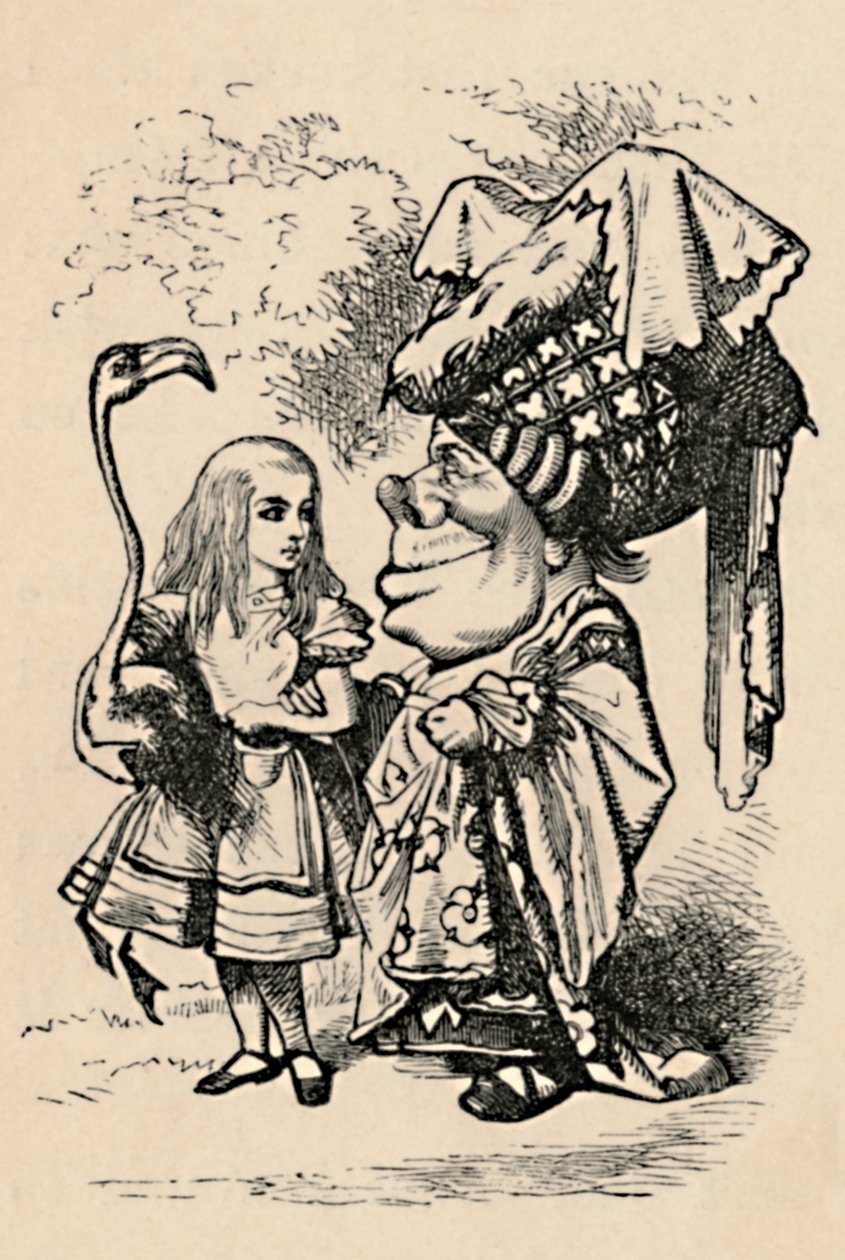 Alice bär storken och pratade med hertiginnan, 1889 av John Tenniel