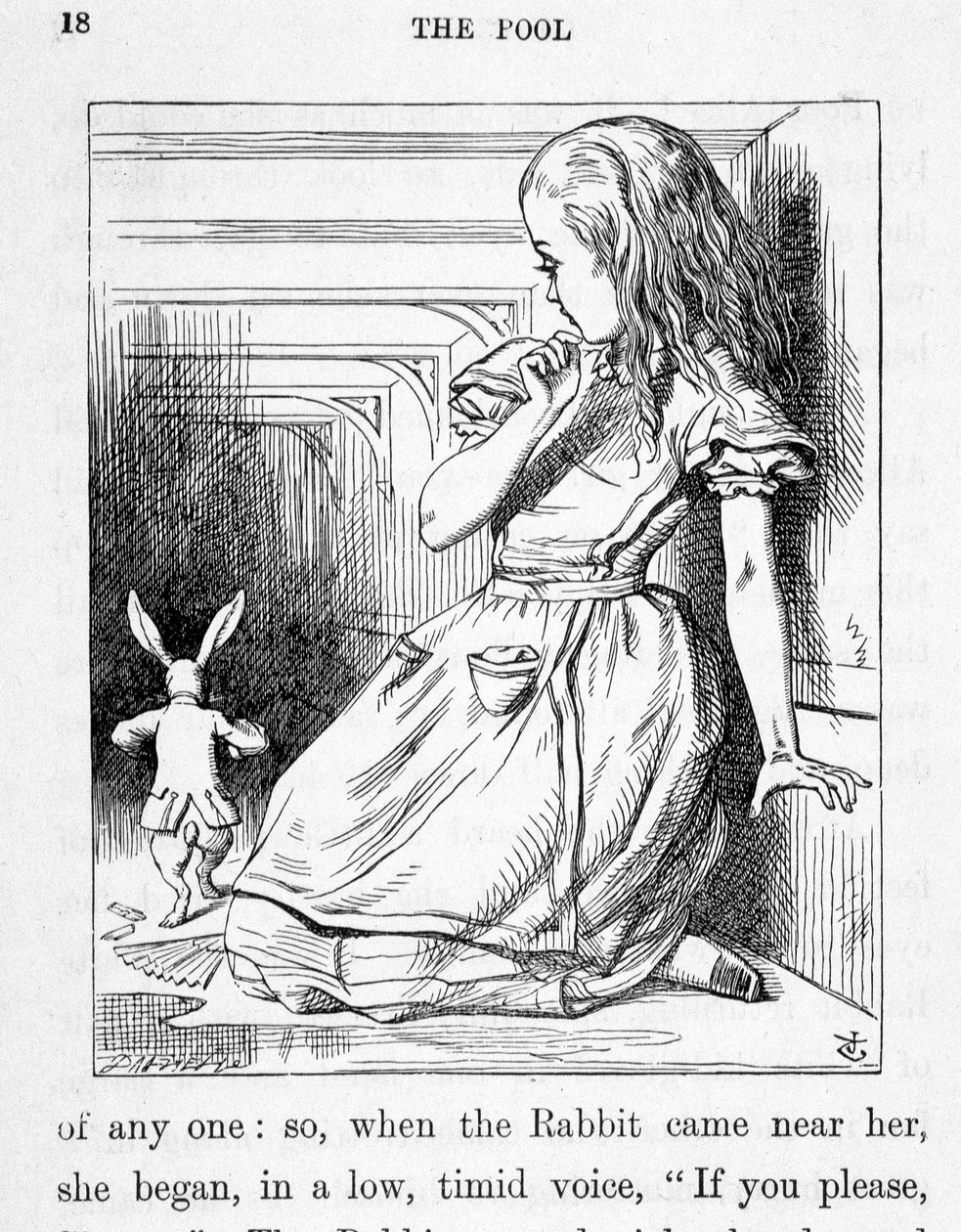 Alice et le rabbit - i "Alices äventyr i Underlandet och genom glasögonen"" av Lewis Carroll, ill. John Tenniel (1820-1914) av John Tenniel