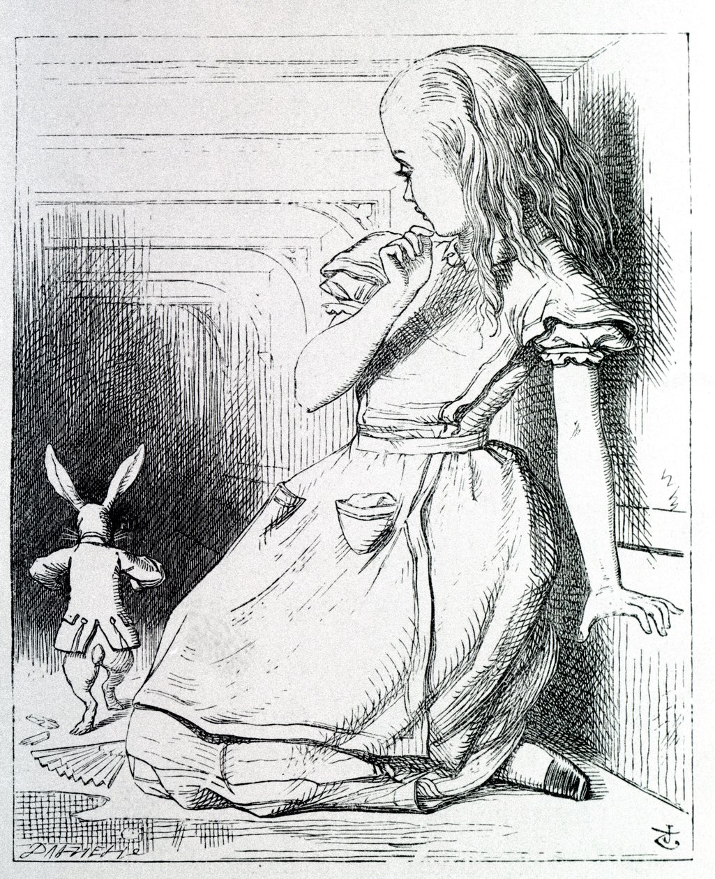 Alice et le rabbit - i "Alices äventyr i Underlandet och genom glasögonen" av Lewis Carroll, ill. John Tenniel (1820-1914) av John Tenniel