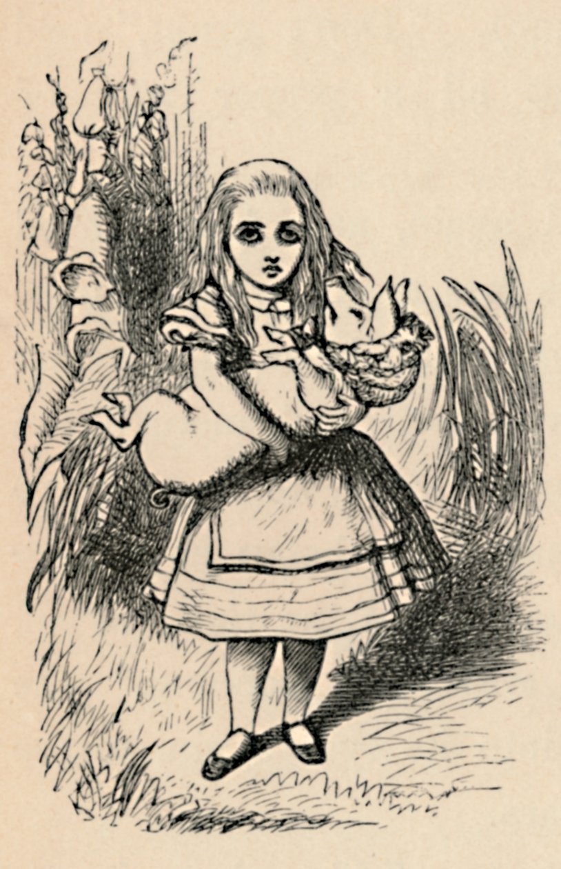 Alice håller en gris i famnen, 1889 av John Tenniel