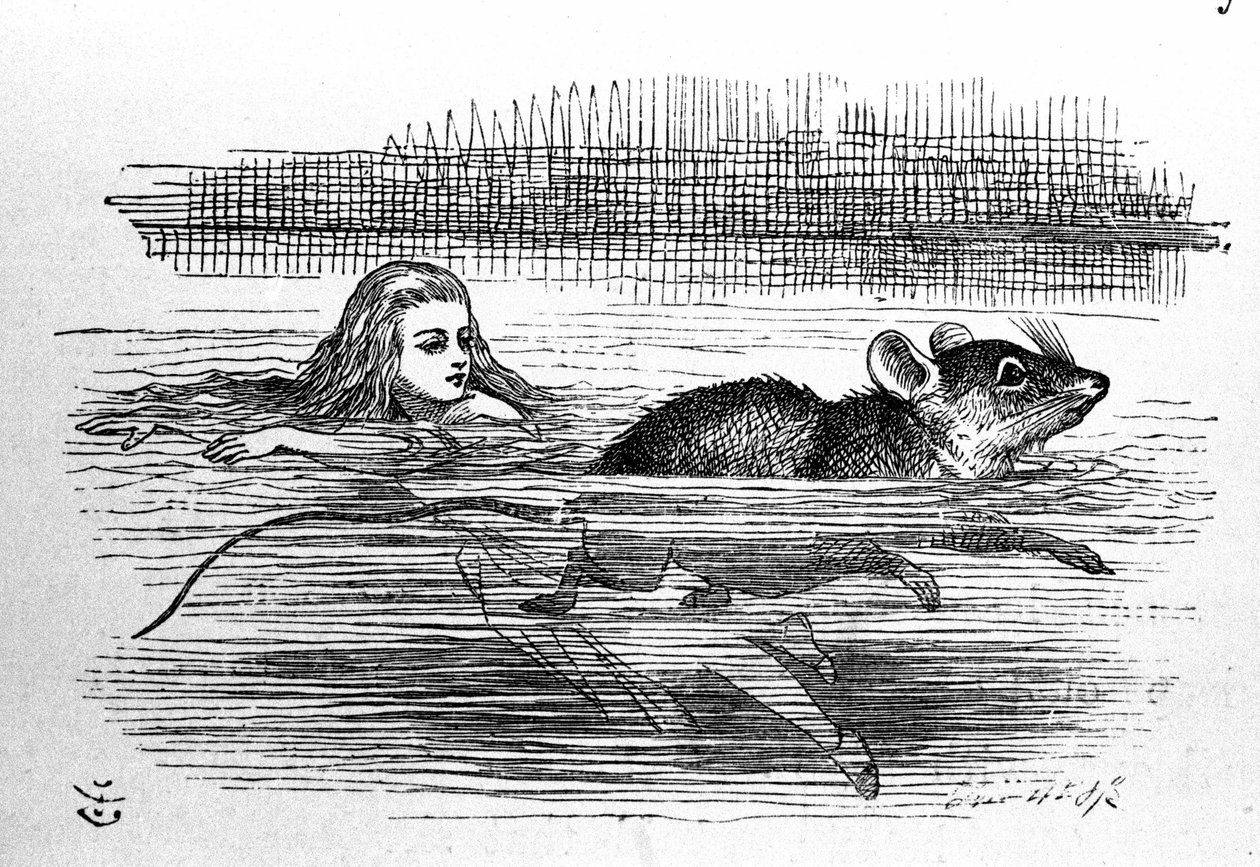 Alice i Underlandet av Lewis Carroll (E. Dodgson). Illustration av den första upplagan av Tenniel av John Tenniel