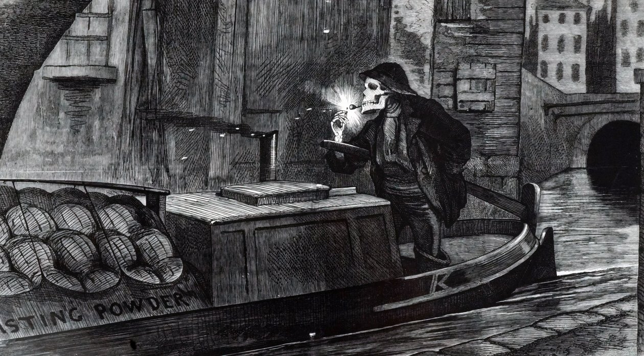 Kampanjteckning av John Tenniel som föreslår att parlamentet bör införa säkerhetsbestämmelser för hantering och transport av sprängämnen efter förstörelsen av en pråm som fraktar krut på Regent