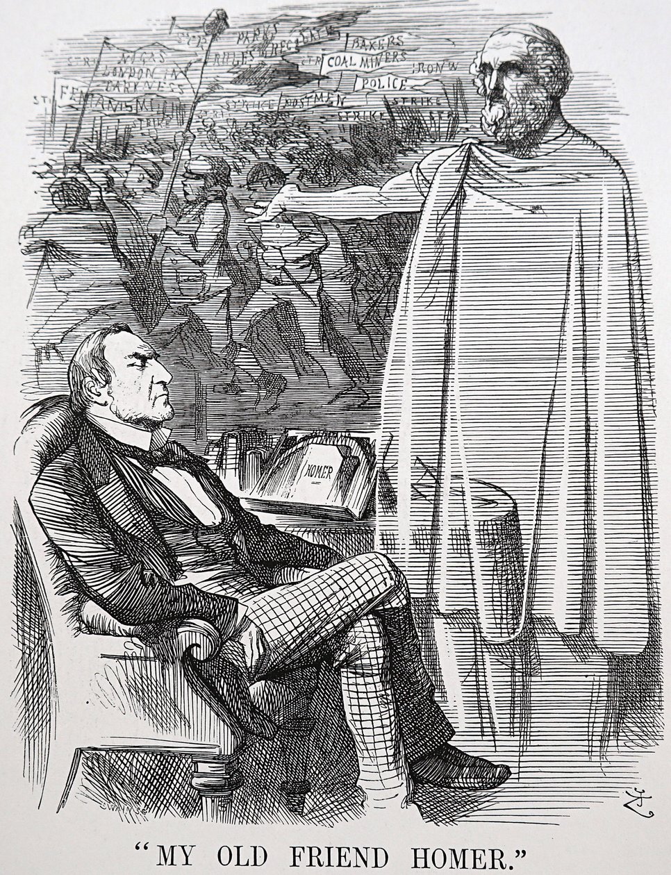 Gladstones gamla vän Homer av John Tenniel