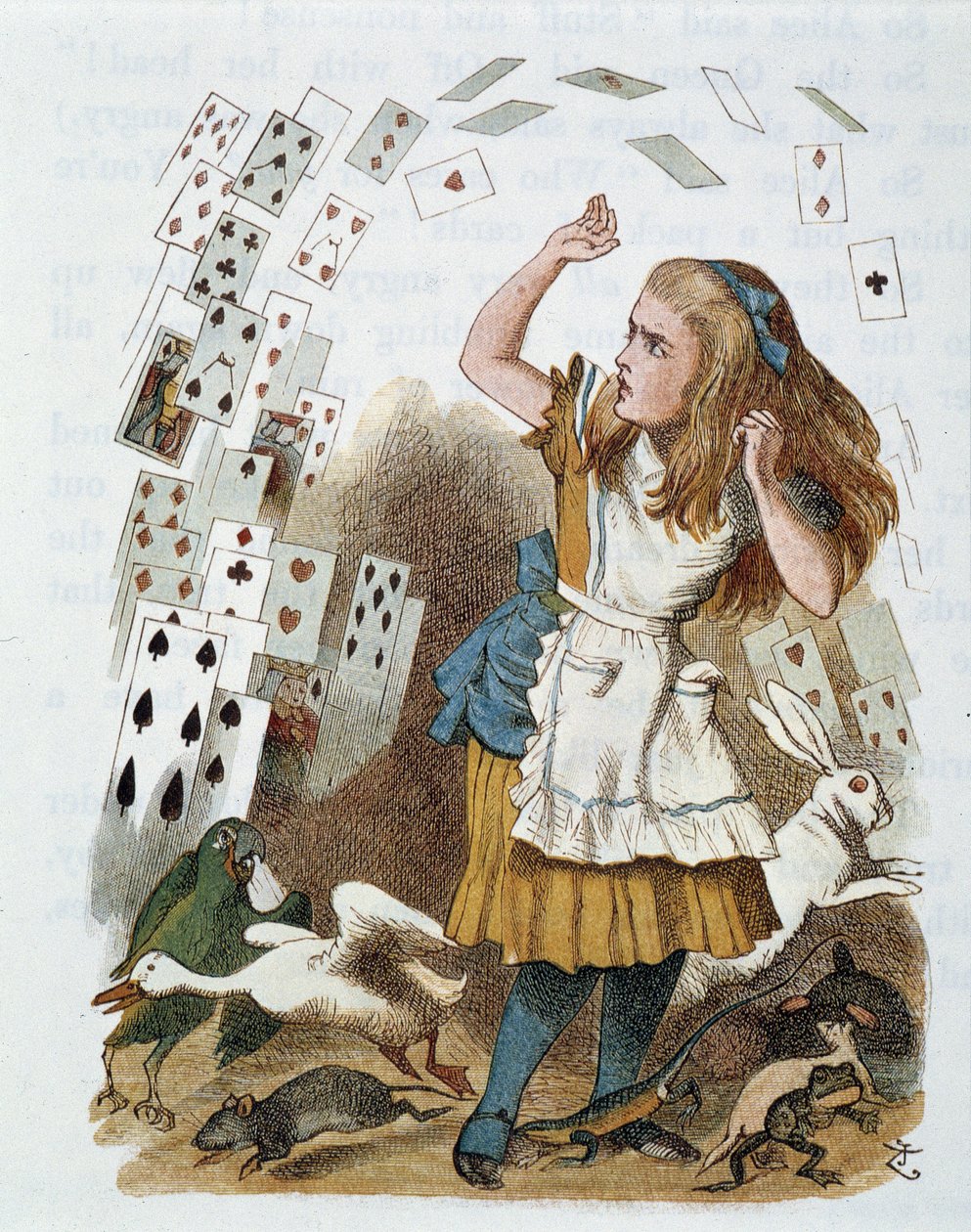 Spelkort - i "The nursery "" Alice in Wonderland"" av Lewis Carroll, illustration av John Tenniel (1820-1914) av John Tenniel