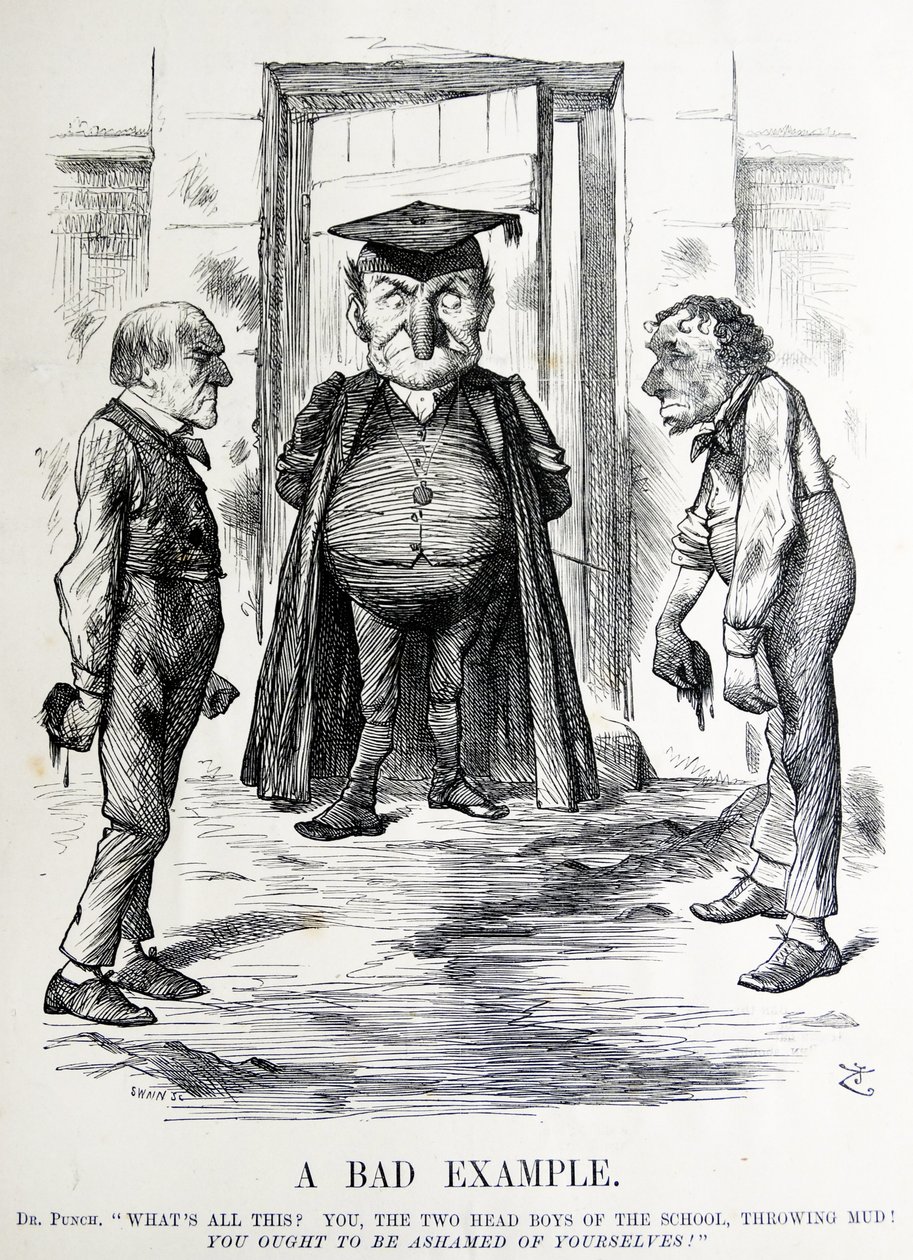 Politisk satir föreställande William Ewart Gladstone och Benjamin Disraeli av John Tenniel
