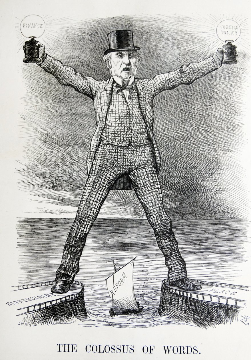 Politisk satir föreställande William Ewart Gladstone och Benjamin Disraeli av John Tenniel