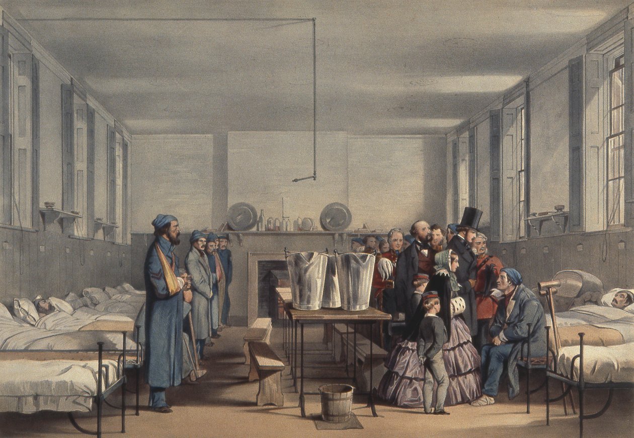 Drottning Victoria och prins Albert besökte soldater som skadades i Krimkriget på Brompton Hospital, Chatham, 1855 av John Tenniel