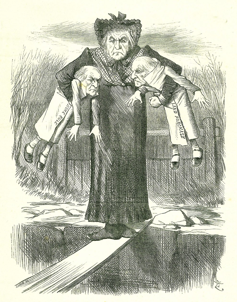 Sätt ner två och bär en.?: Gladstone, den brittiske premiärministern, i en dilemma över vilka av de kontroversiella irländska lagförslagen som ska kastas. John Tenniel tecknad från Punch, London, 3 april 1886. av John Tenniel