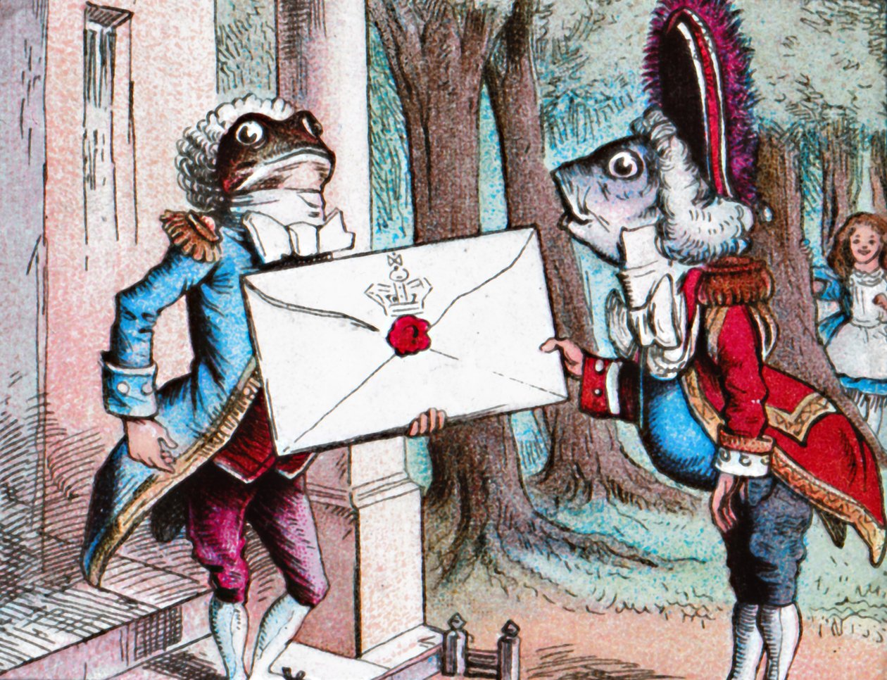 The Frog Footman levererar inbjudan, c1910 av John Tenniel