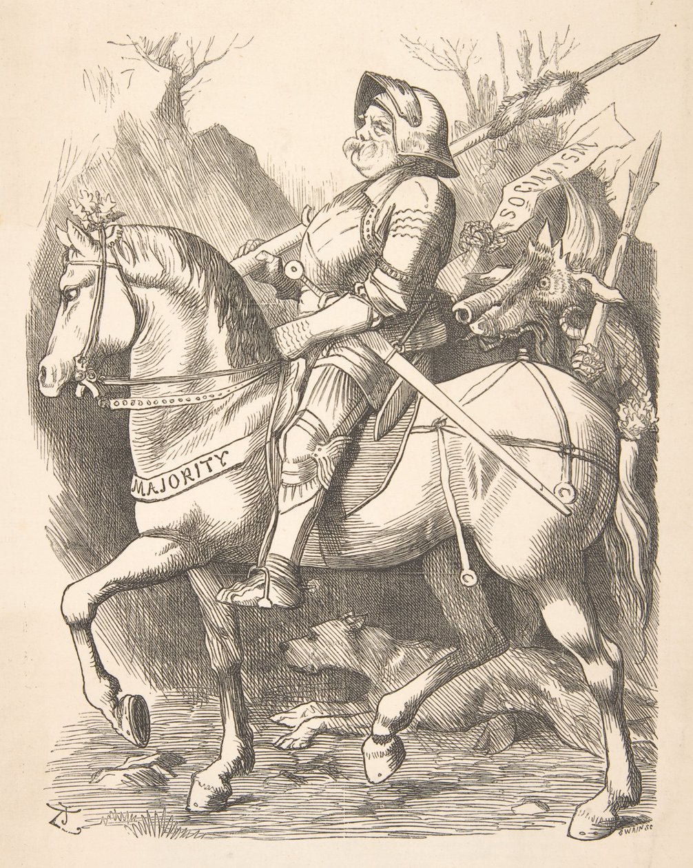 The Knight and His Companion Punch, 5 mars 1887, 1887. av John Tenniel