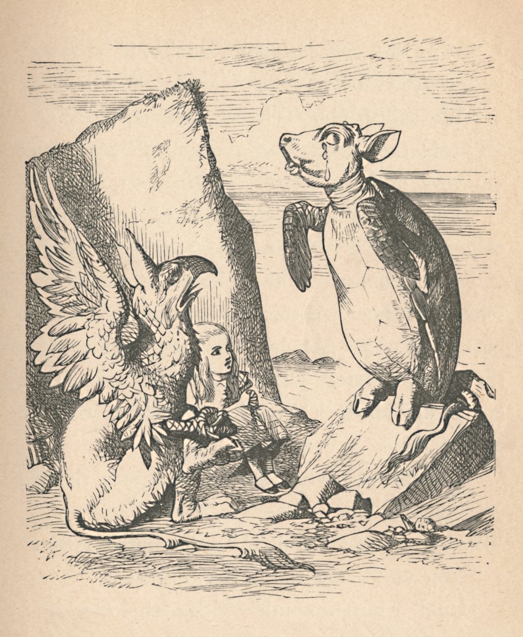 Sköldpaddan, Gryphon och Alice, 1889 av John Tenniel