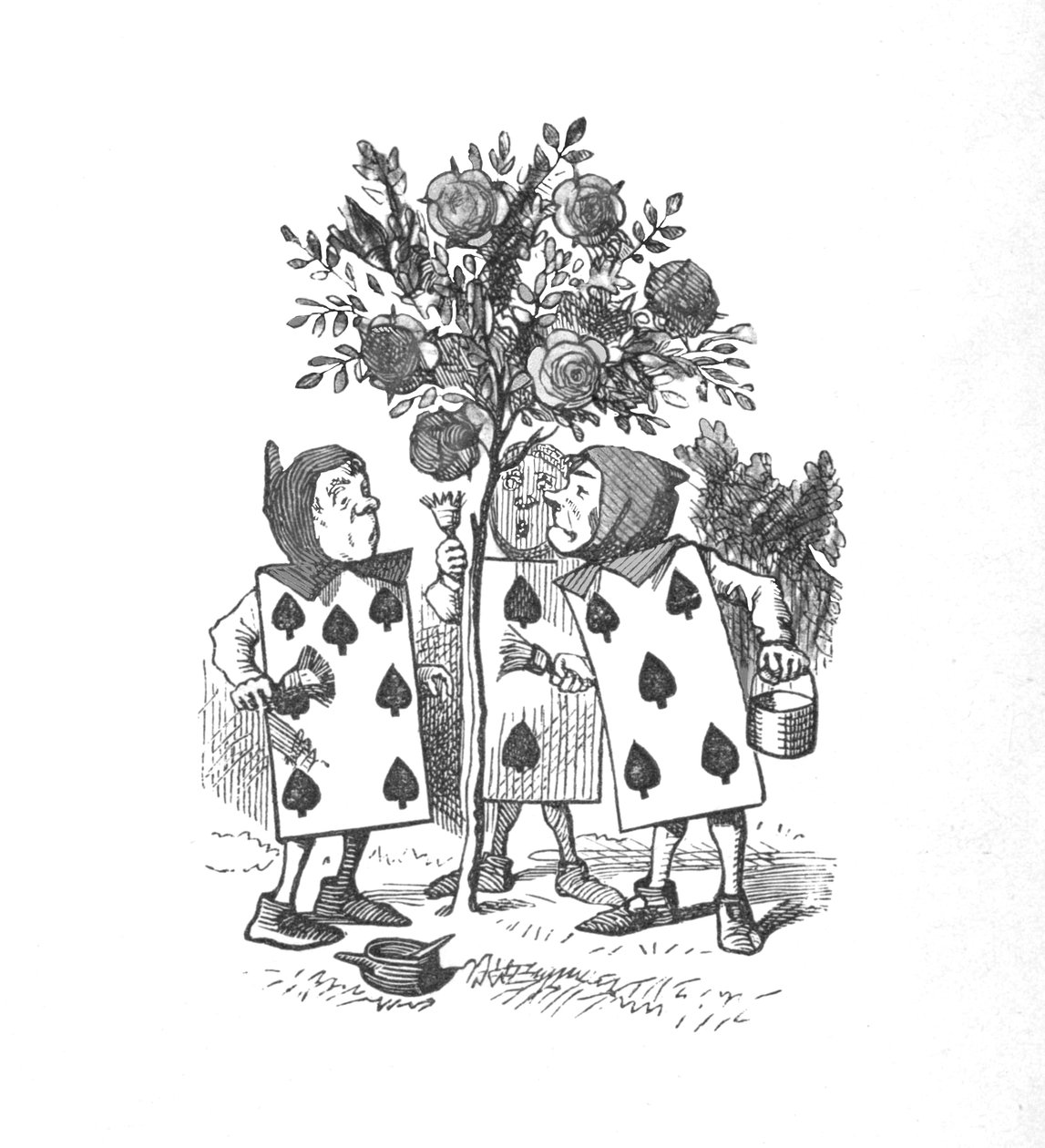Spelkorten som målar rosenbuskarna, 1889 av John Tenniel