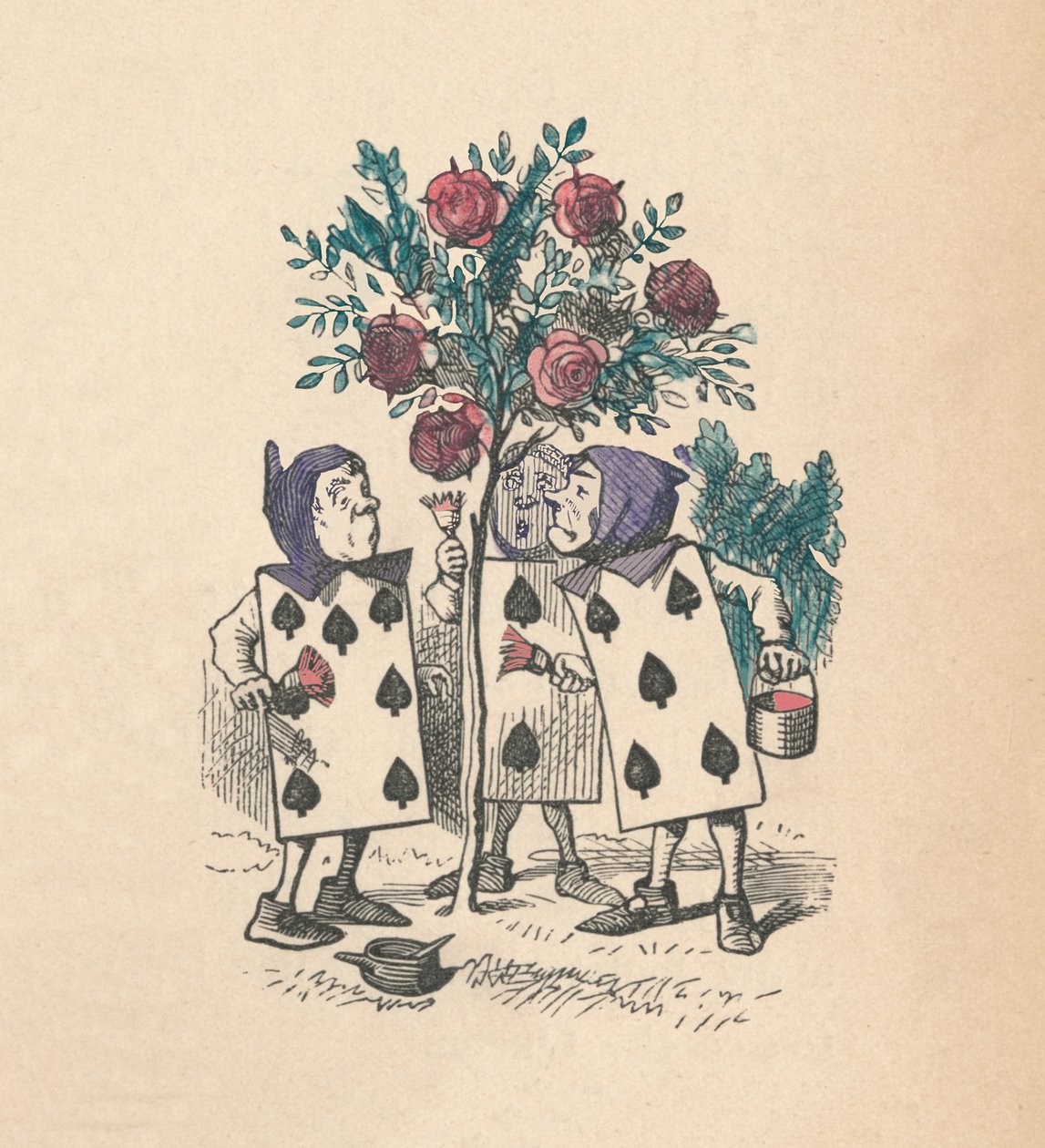 Spelkorten som målar rosenbuskarna, 1889 av John Tenniel