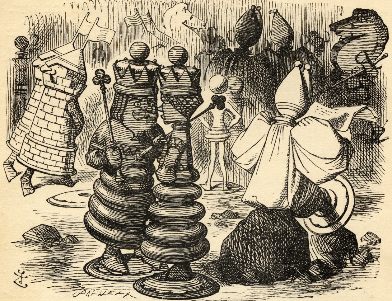 Den röda kungen och drottningen. Illustration av Sir John Tenniel av John Tenniel