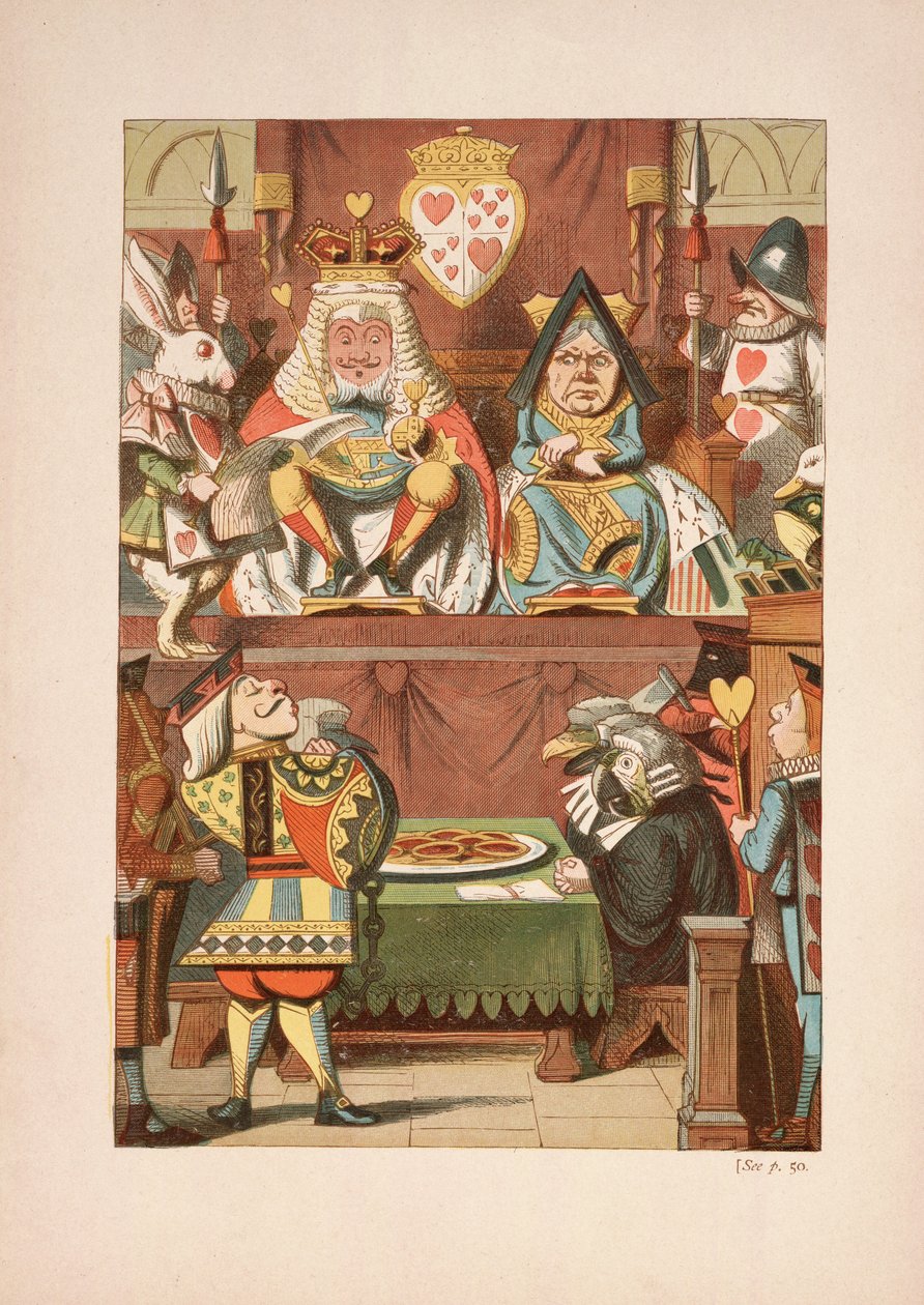 The Trial of the Knove of Hearts, från Alices Adventures in Wonderland And Through The Looking-Glass And What Alice Found There, av Lewis Carroll (1832 - 98), publicerad 1911 (färgad litografi) av John Tenniel