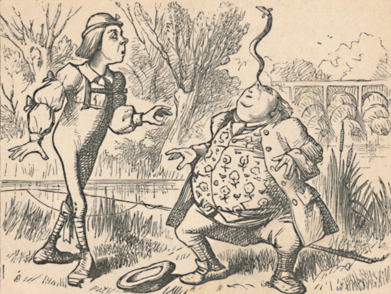 Ynglingen och hans far, som balanserar en fisk på nosen, 1889 av John Tenniel