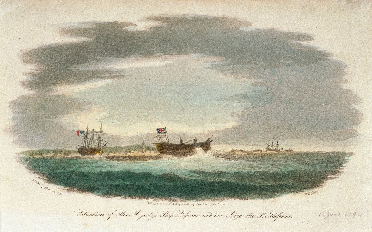San Ildefonso erövras av HMS Defence av John Theophilus Lee