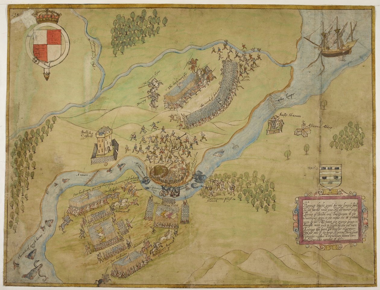 Bomull Augustus I ii 38, Färgteckning av slaget vid Ballyshannon av John Thomas