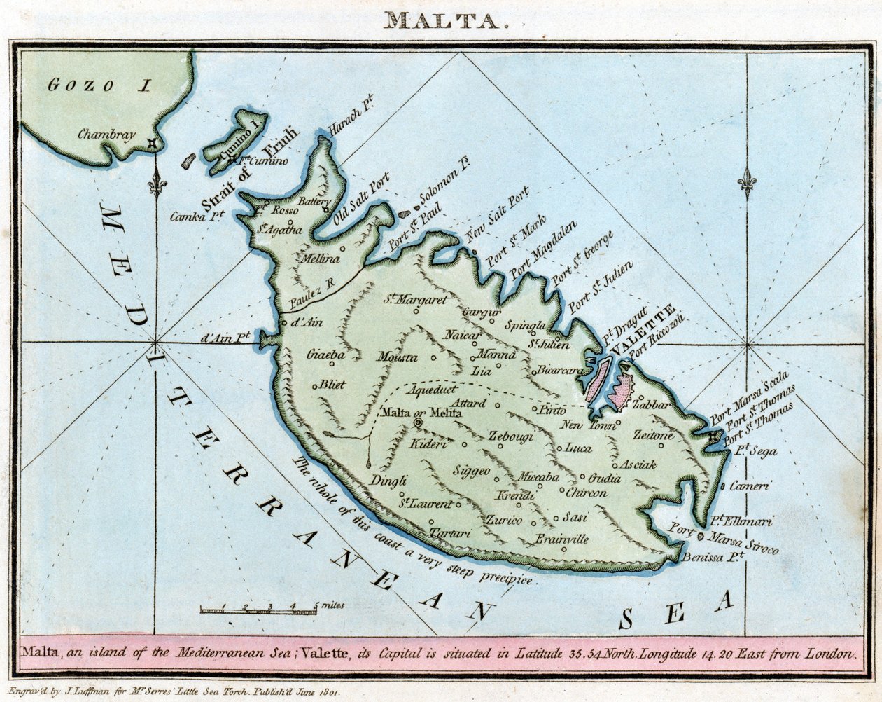 Karta över Malta av John Thomas Serres
