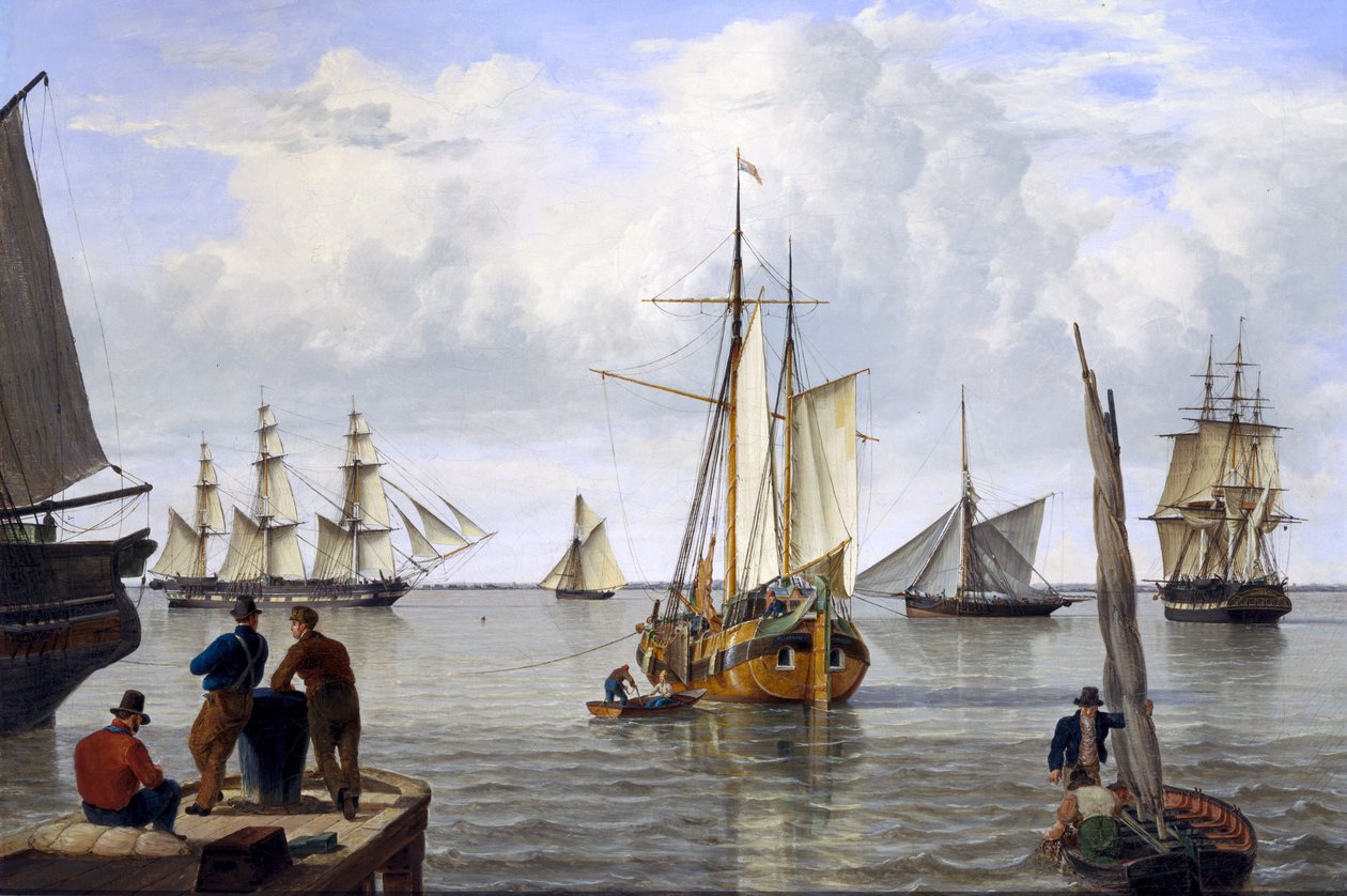 Sjöfart i Themsens mynning, 1820 av John Thomas Serres