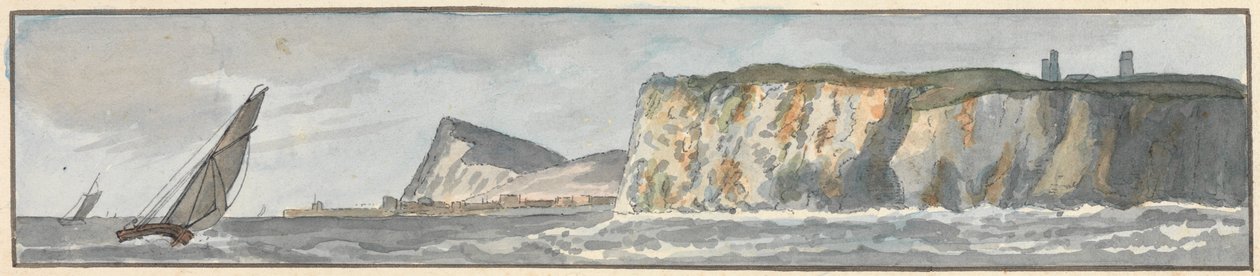 The South Foreland och Shakespeares Cliff (en av fem teckningar på ett fäste) av John Thomas Serres