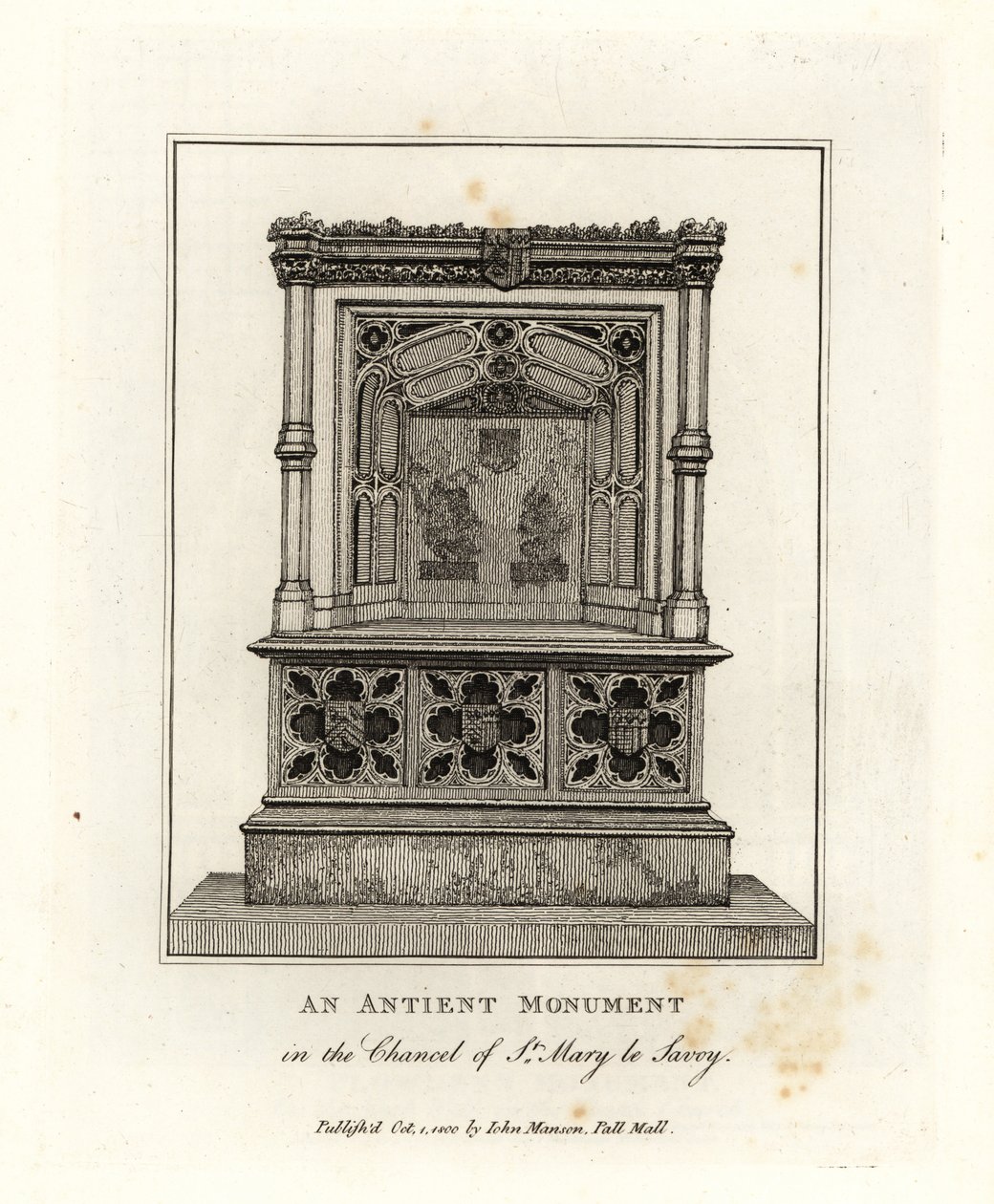 Forntida monument i koret St Mary le Savoy (numera Savoy Chapel) av John Thomas Smith