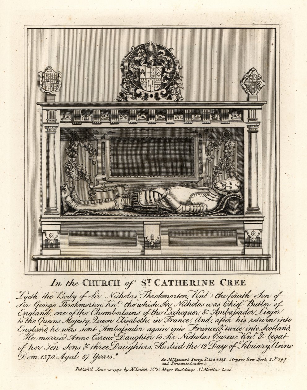 Gravbild av Sir Nicholas Throkmorton av John Thomas Smith