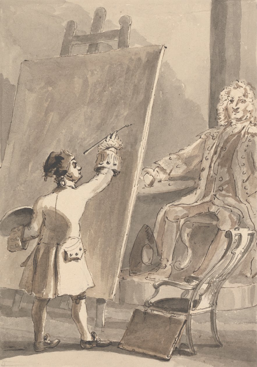 Hogarth målar sin bild av kapten Coram för Foundling Hospital av John Thomas Smith