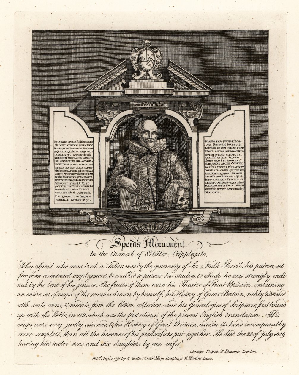 John Speeds monument i koret i St Giles, Cripplegate av John Thomas Smith