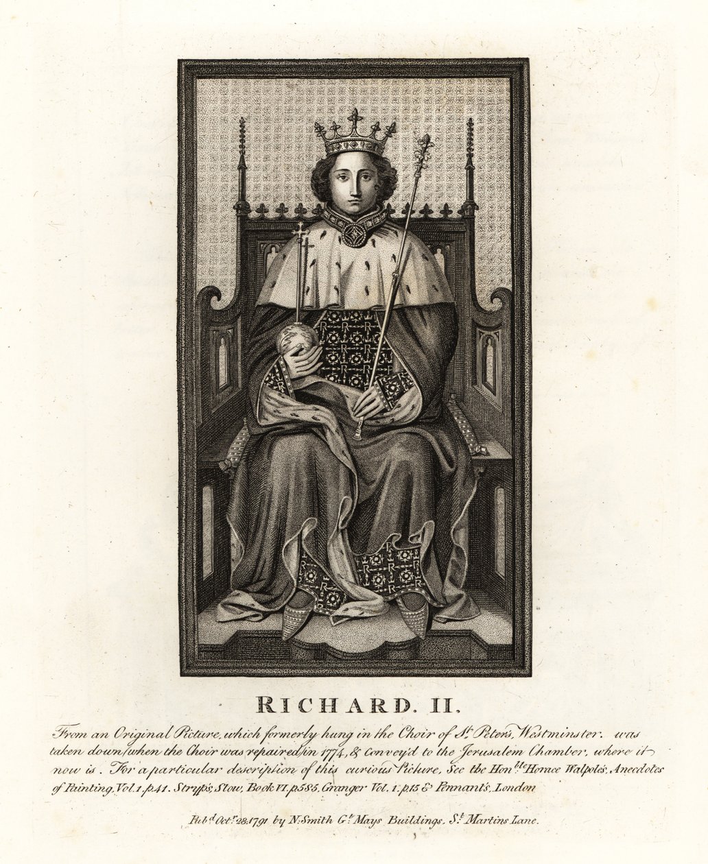 Kung Richard II av England, från en originalbild som hängdes i Choir of St Peter