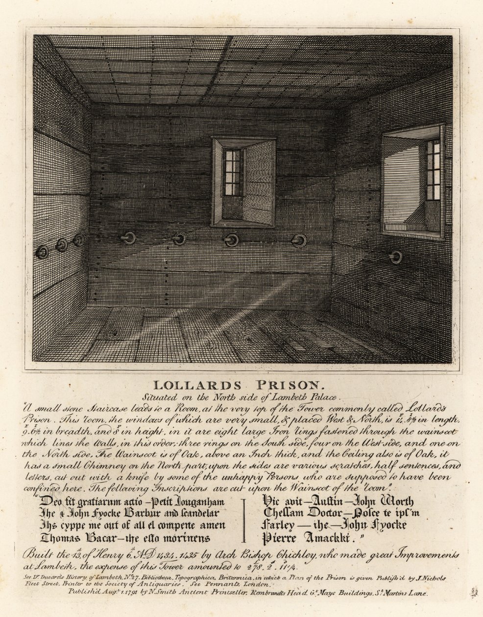 Lollards Prison, i tornet på Lambeth Palace av John Thomas Smith