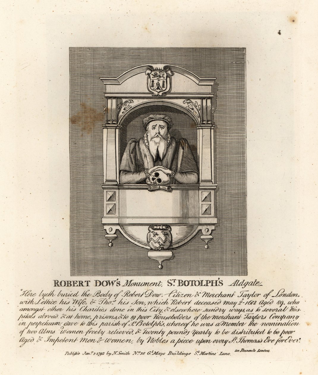 Monument till köpman Taylor och filantropen Robert Dow i St Botolph