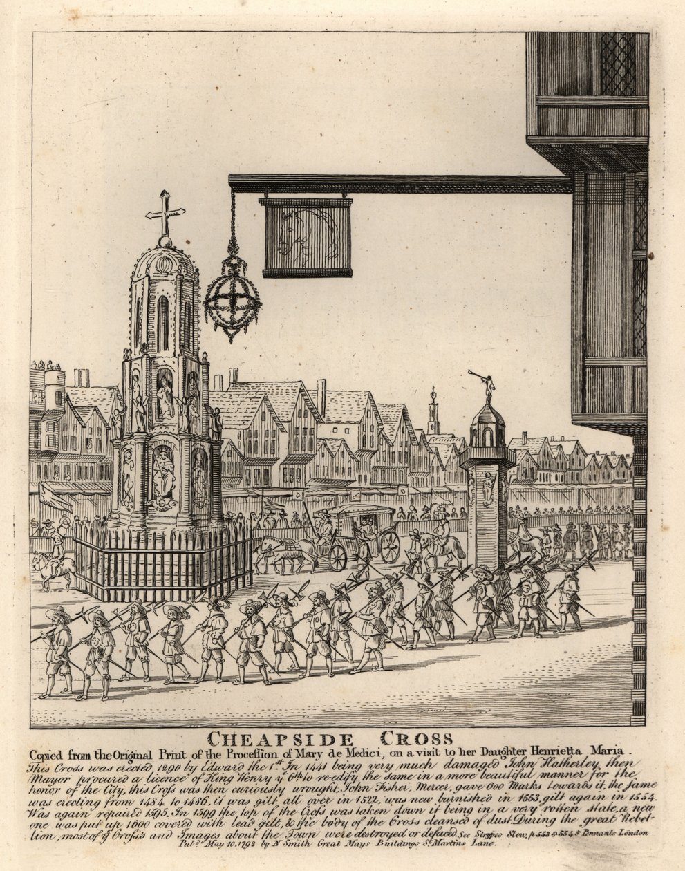 Procession av Mary de Medici för att besöka sin dotter Henrietta Maria, hustru till kung Charles I av John Thomas Smith