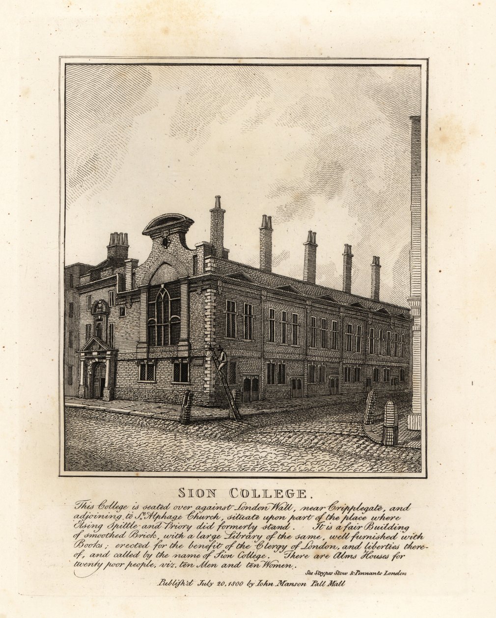 Sion College, vid London Wall, nära Cripplegate av John Thomas Smith