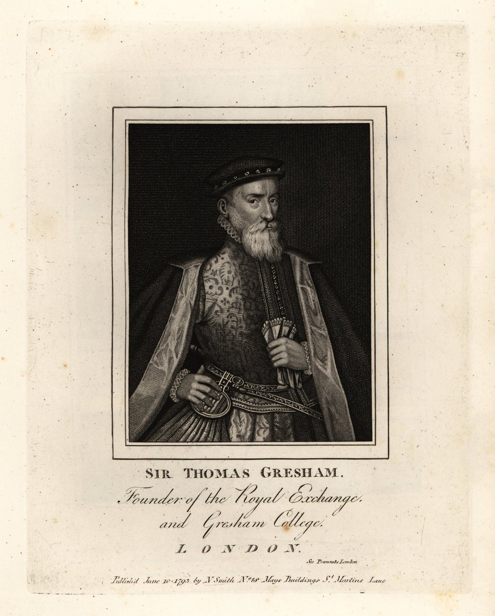 Sir Thomas Gresham, engelsk köpman och finansman, grundare av Royal Exchange och Gresham College av John Thomas Smith