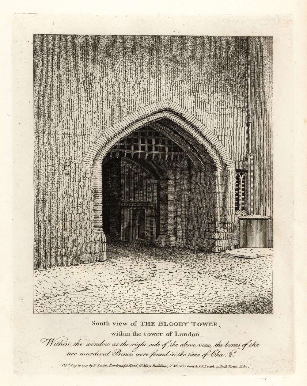 Södervy av Bloody Tower i Tower of London av John Thomas Smith