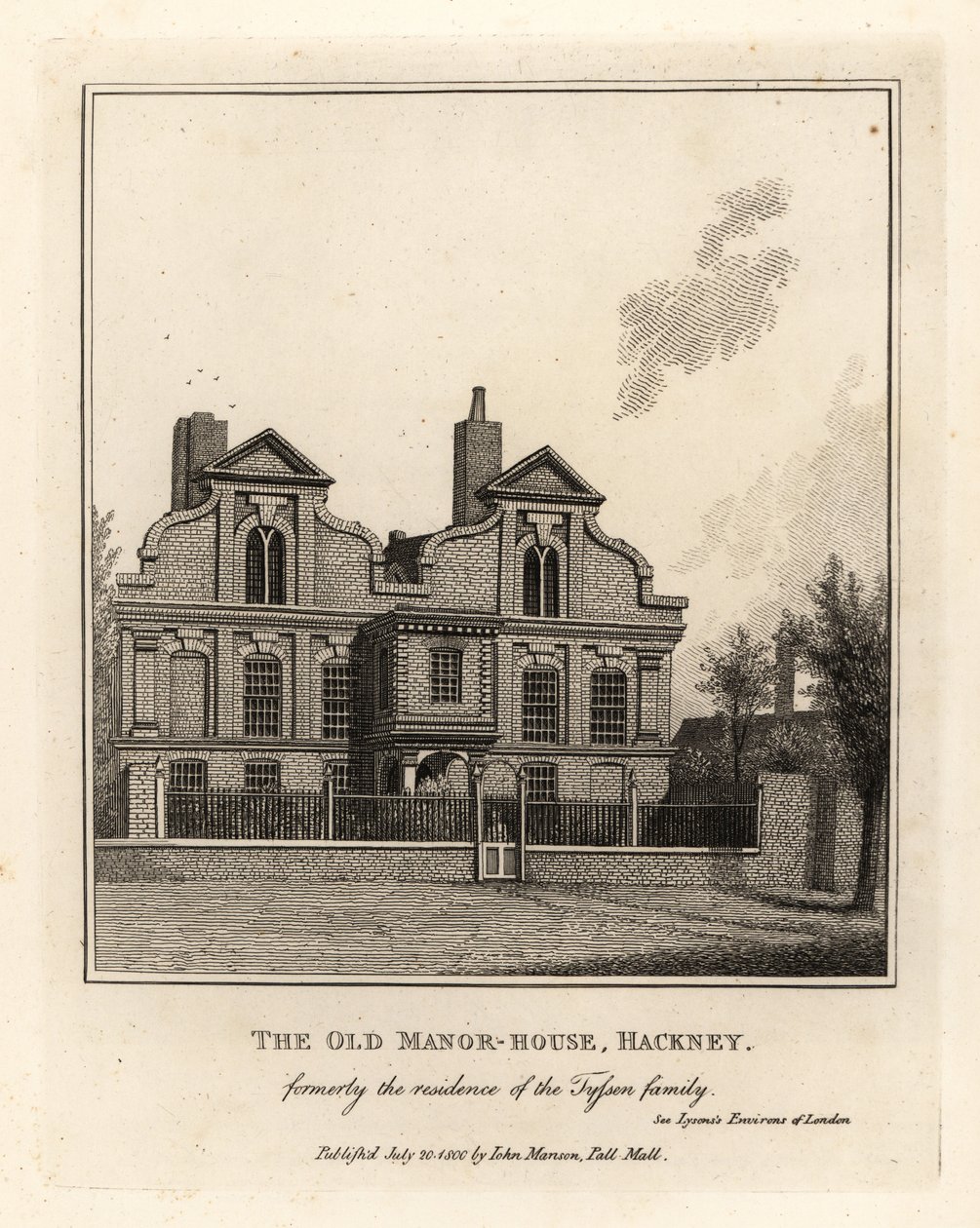 The Old Manor House, Hackney, tidigare bostad för familjen Tyssen av John Thomas Smith