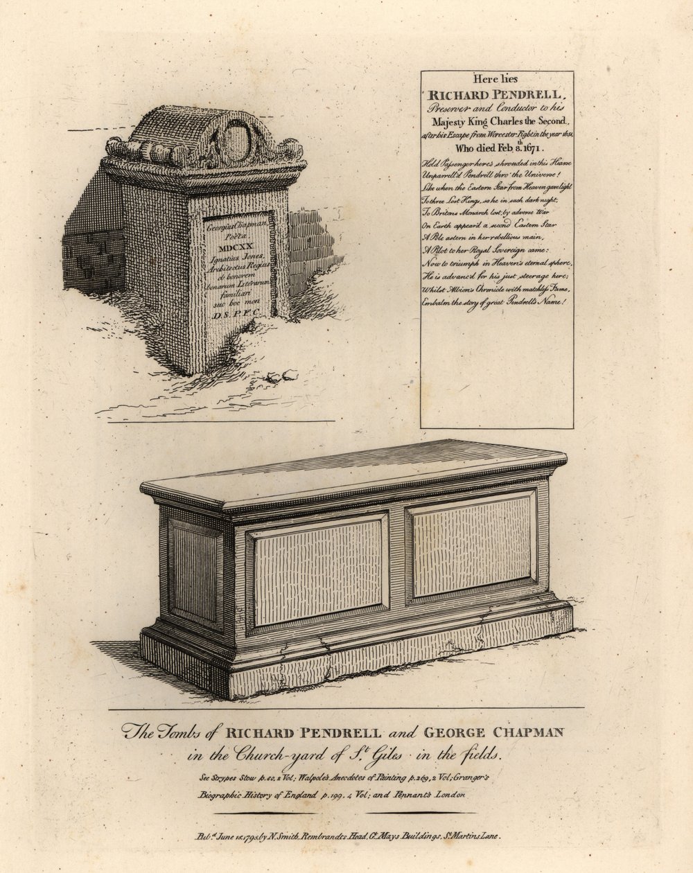 Gravar av rojalisten Richard Penderel (d av John Thomas Smith