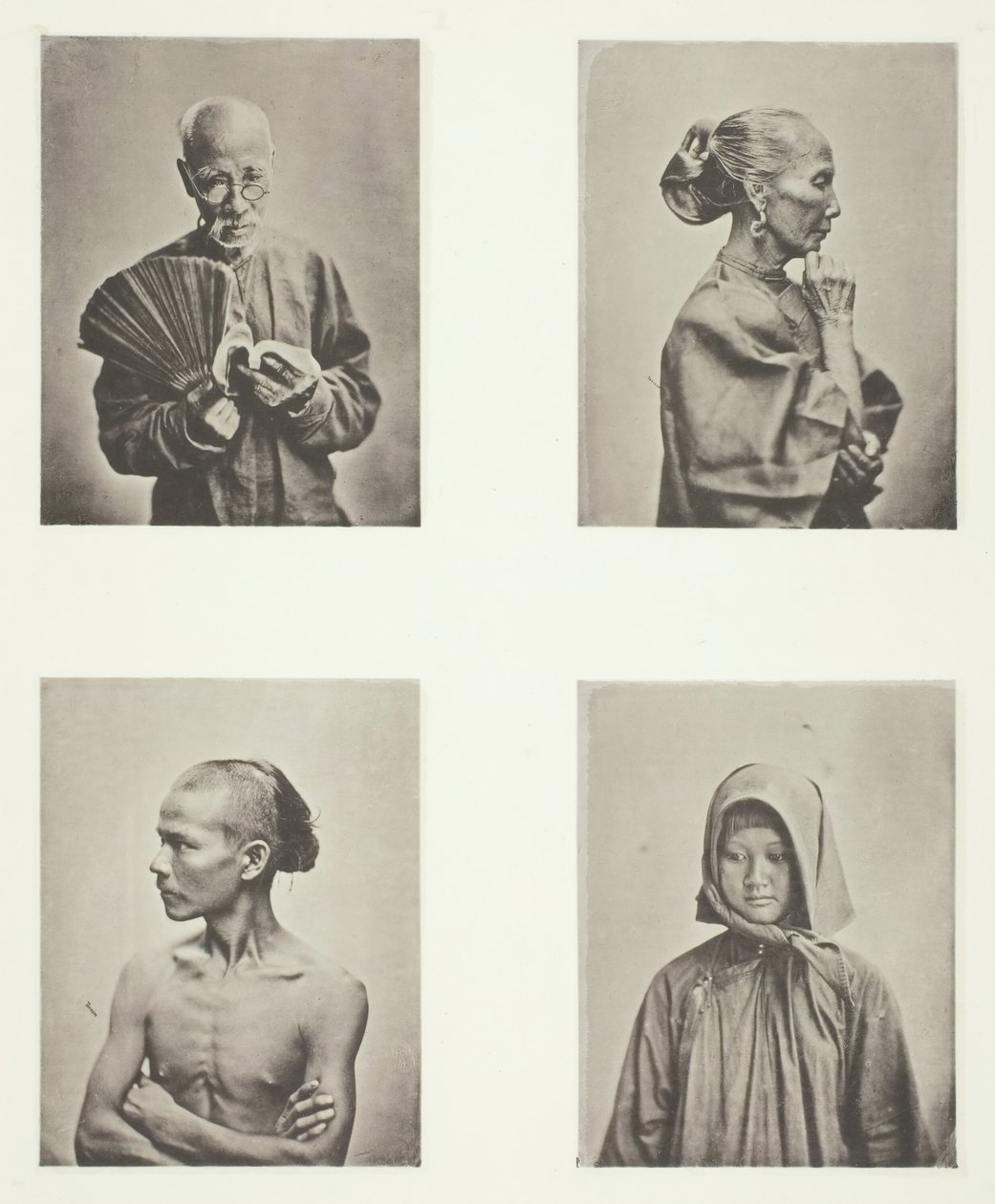 Fyra huvuden, typer av arbetarklassen, c. 1868. av John Thomson