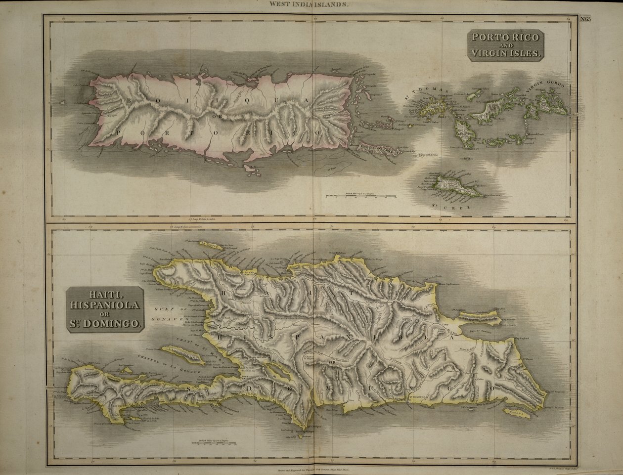 Porto Rico och Jungfruöarna: Haiti, Hispaniola eller St. Domingo, 1817 (handfärgad gravyr) av John Thomson