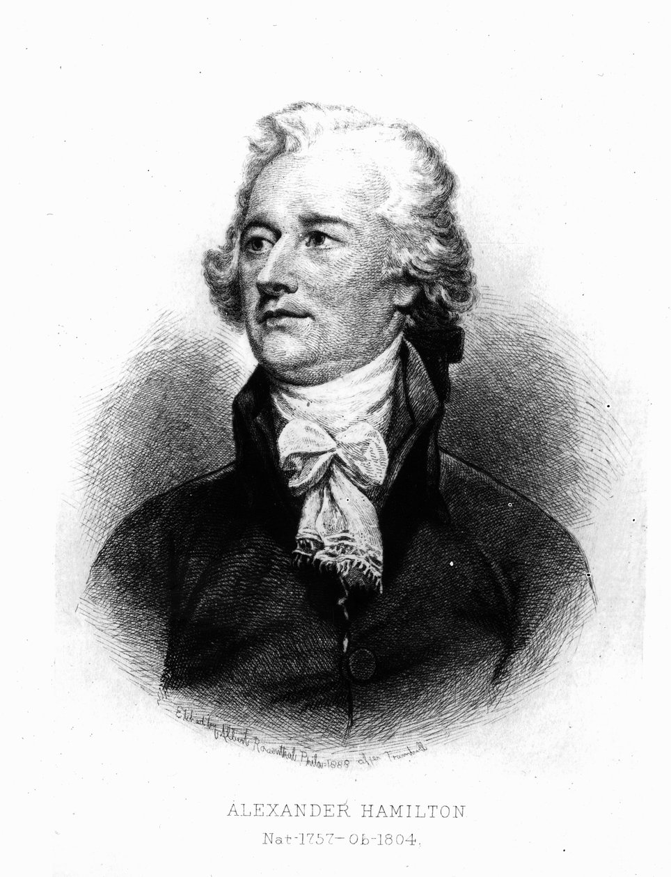 Alexander Hamilton, graverad av Albert Rosenthal, 1888 av John Trumbull
