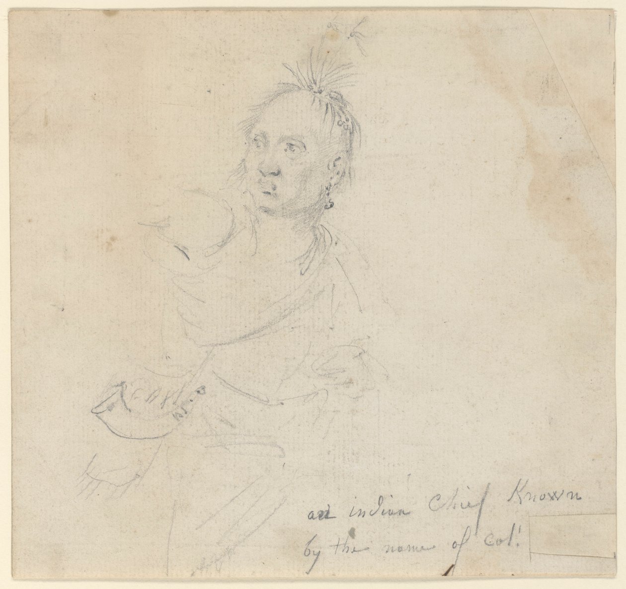 Kapten Joseph Lewis av Louis, från Oneida-indianerna, studerar för av John Trumbull
