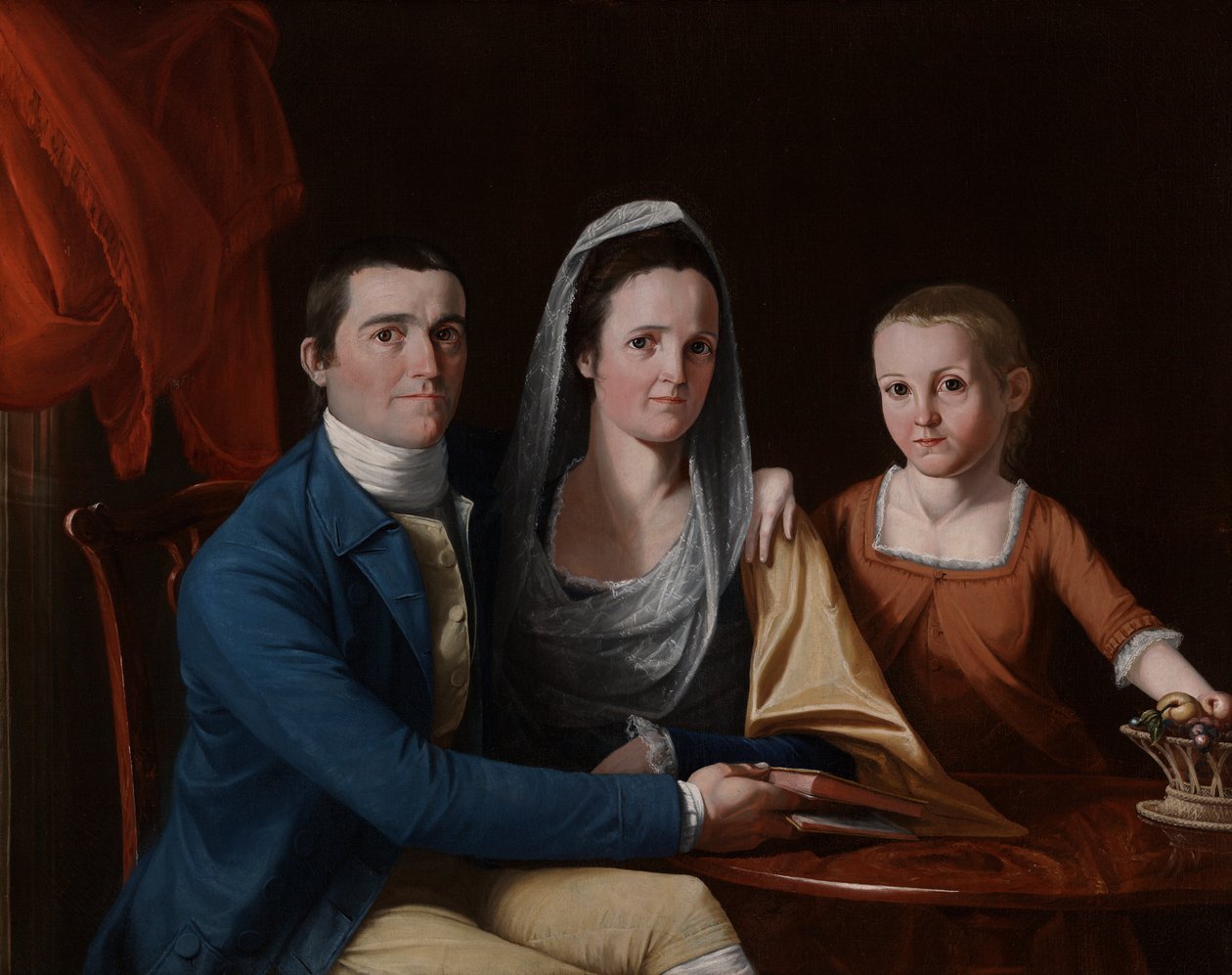 Jonathan Trumbull, Jr., Eunice Backus Trumbull och Faith Trumbull (senare Faith Trumbull Wadsworth) (1740) av John Trumbull